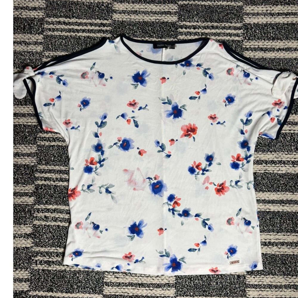 IVANKA TRUMP WOMENS SIZE SMALL COLD SHOULDER FLORAL TOP